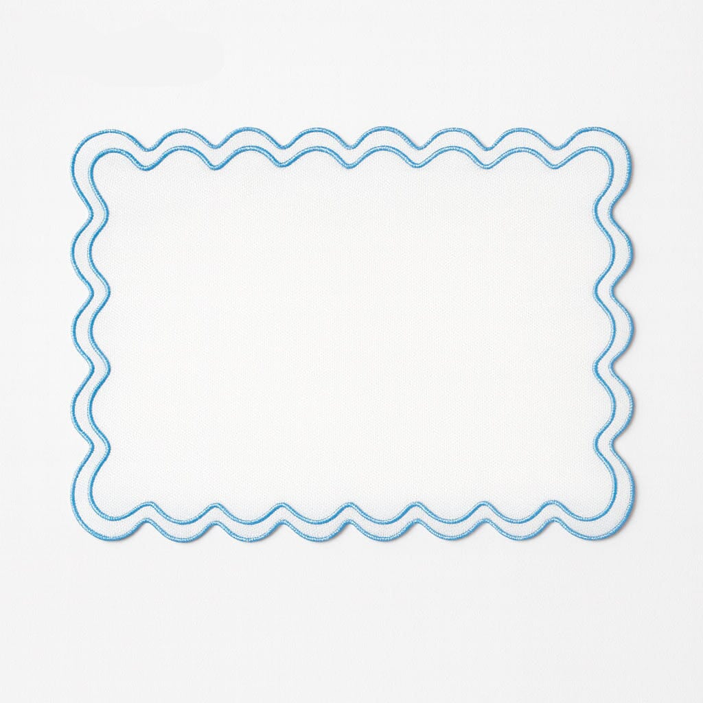 Set de Manteles Individuales de Lino con Borde Ondulado (6 Piezas)