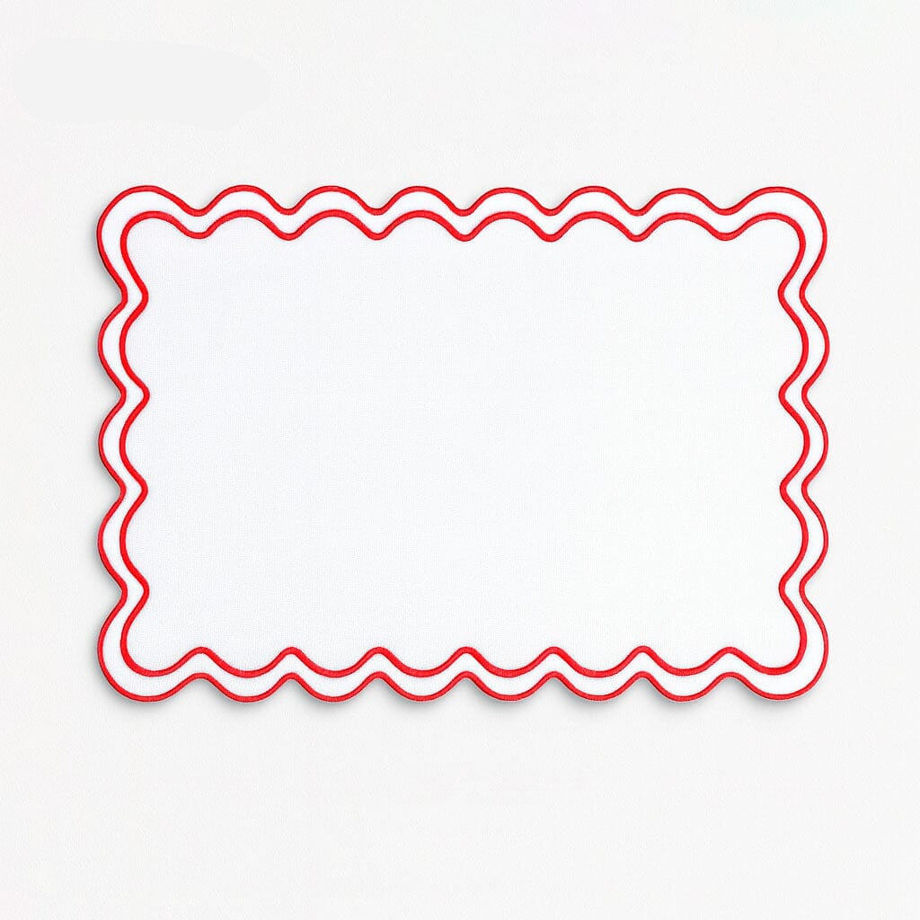 Set de Manteles Individuales de Lino con Borde Ondulado (6 Piezas)