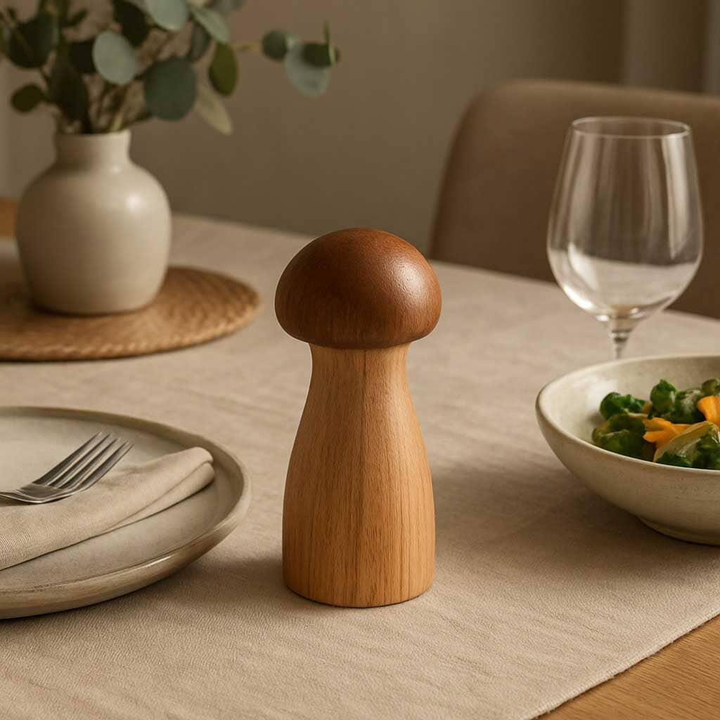 Set de Molinillos de Sal y Pimienta de Madera (Diseño Hongo y Base)