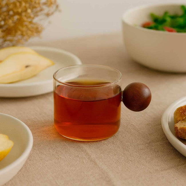 Set de Tazas de Vidrio de Borosilicato con Asa de Madera (4 Piezas) Main Image