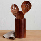 Set de Utensilios de Cocina en Madera con Soporte (7 Piezas)