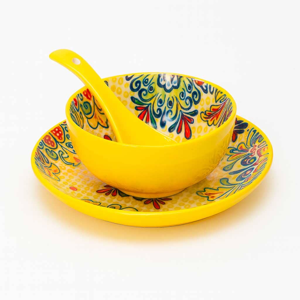 Set de Vajilla de Cerámica Colorida 3 Piezas