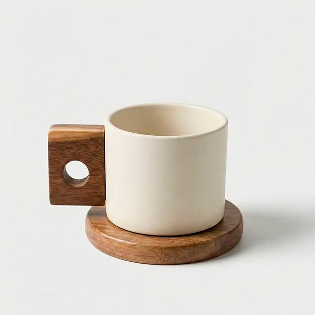 Taza De Cerámica Con Base De Madera 300 ml Hover Image