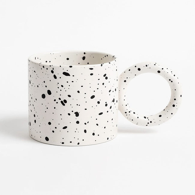 Taza De Cerámica Con Pintura Salpicada Y Asa Redonda Hover Image