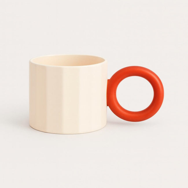 Taza De Cerámica Estilo Nórdico Con Asa Circular 250 ml Hover Image