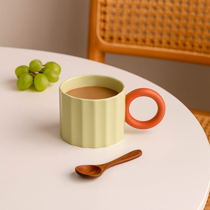Taza De Cerámica Estilo Nórdico Con Asa Circular 250 ml