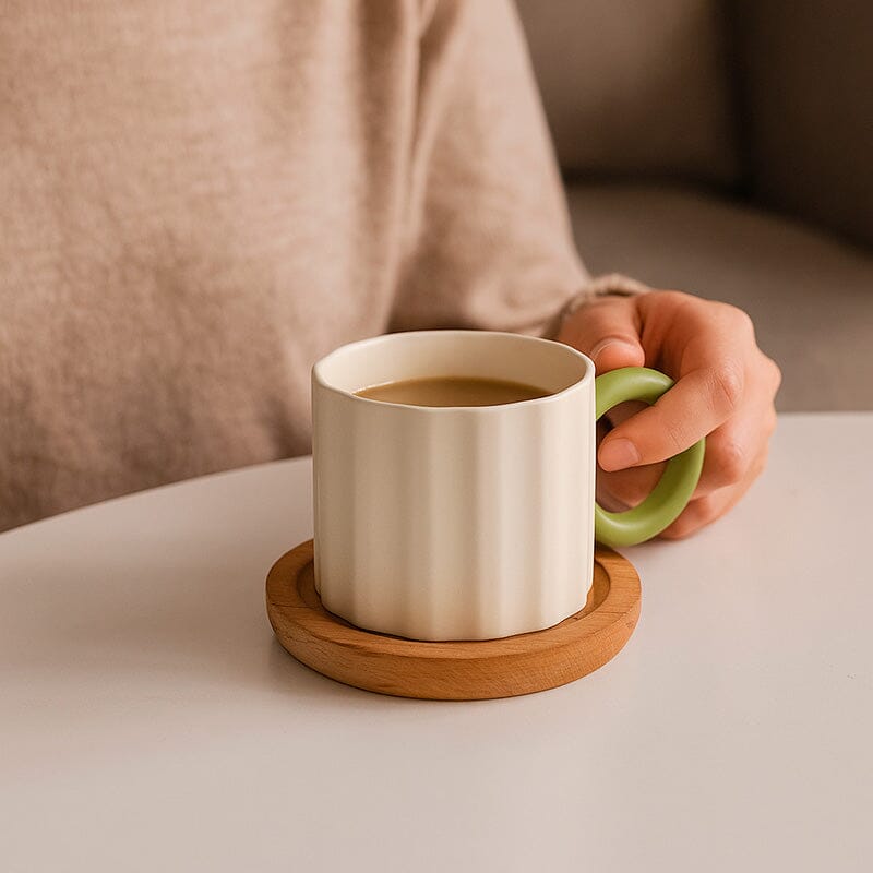 Taza De Cerámica Estilo Nórdico Con Asa Circular 250 ml