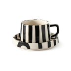 Taza de Cerámica Rayada con Platillo 260ml