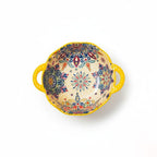 Tazón de Cerámica Colorida con Asas y Diseño Artesanal