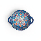 Tazón de Cerámica Colorida con Asas y Diseño Artesanal