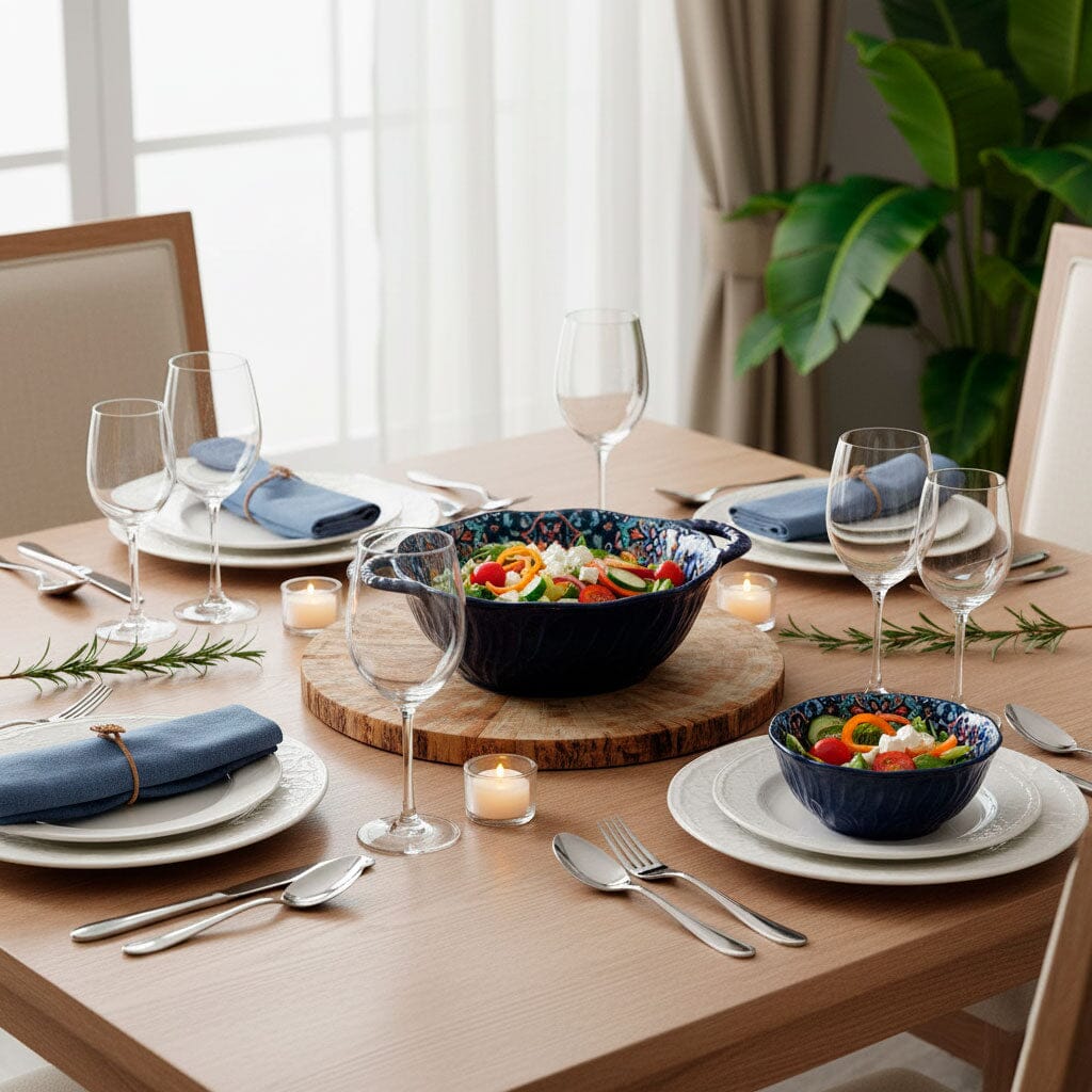 Tazón de Cerámica Colorida con Asas y Diseño Artesanal