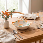 Tazón de Cerámica con Asas y Diseño Floral