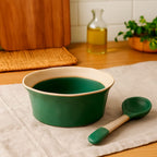 Tazón de Cerámica con Cuchara y Diseño Orgánico