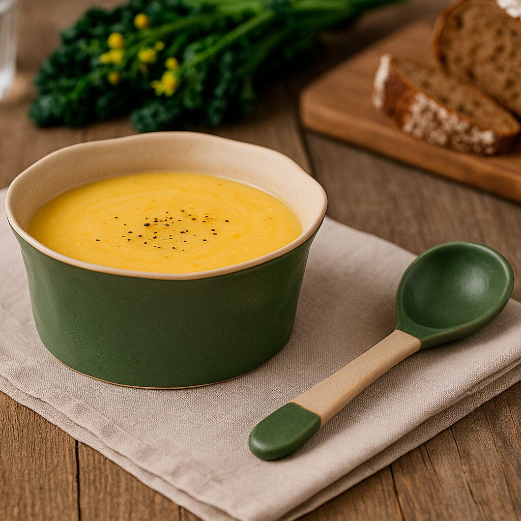 Tazón de Cerámica con Cuchara y Diseño Orgánico