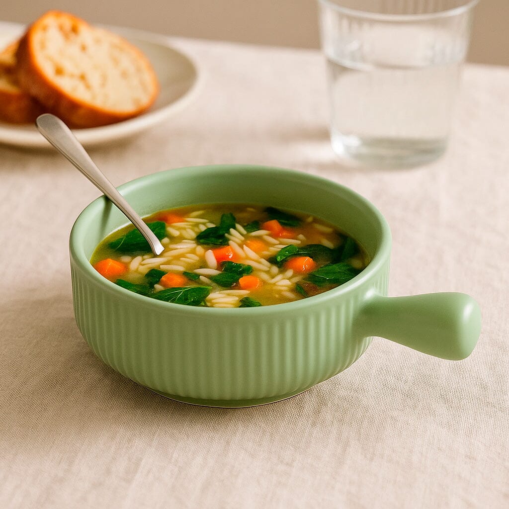 Tazón de Cerámica con Mango y Acabado Pastel