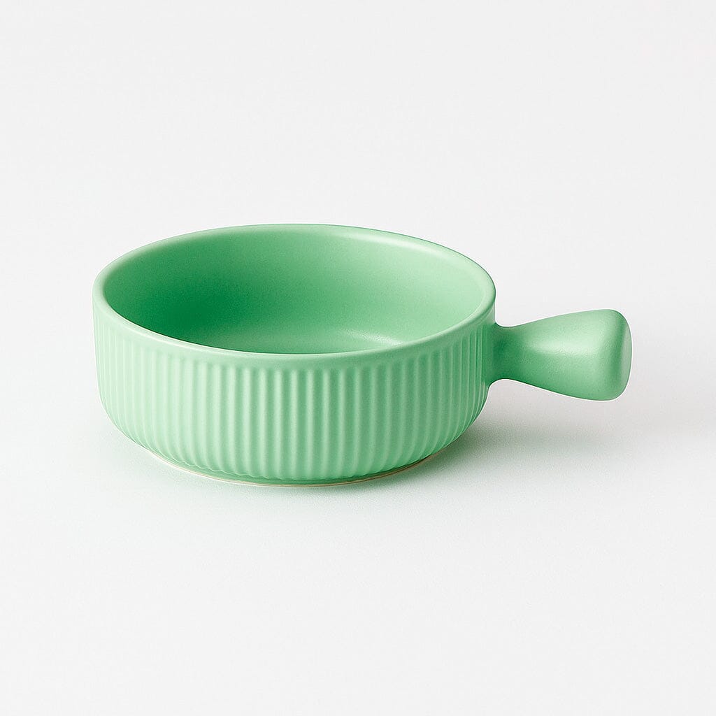 Tazón de Cerámica con Mango y Acabado Pastel