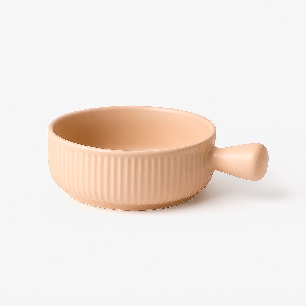 Tazón de Cerámica con Mango y Acabado Pastel