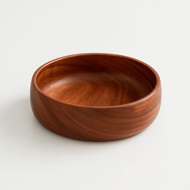 Tazón De Madera Natural Con Acabado Artesanal Para Servir Y Decorar Hover Image