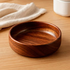 Tazón De Madera Natural Con Acabado Artesanal Para Servir Y Decorar