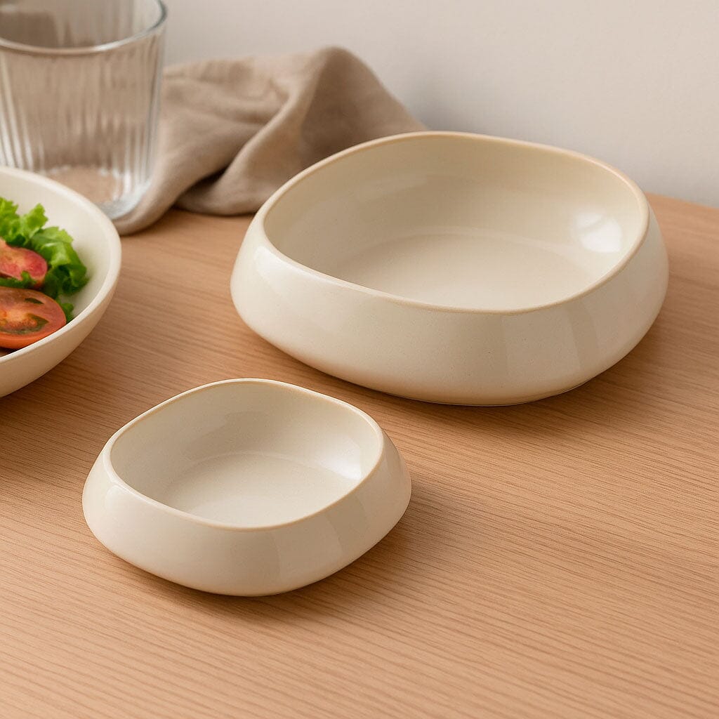 Tazones Llanos de Cerámica Estilo Minimalista