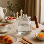 Tetera de Vidrio de Borosilicato con Asa de Madera para Café