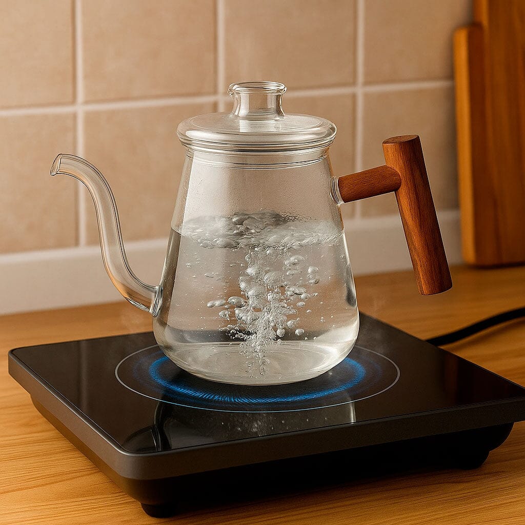 Tetera de Vidrio de Borosilicato con Asa de Madera para Café