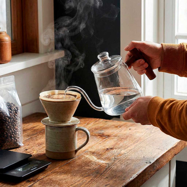 Tetera de Vidrio de Borosilicato con Asa de Madera para Café Main Image