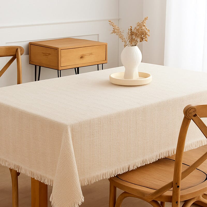 Mantel Rectangular De Algodón Con Borlas