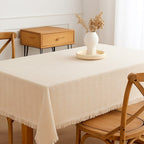 Mantel Rectangular De Algodón Con Borlas