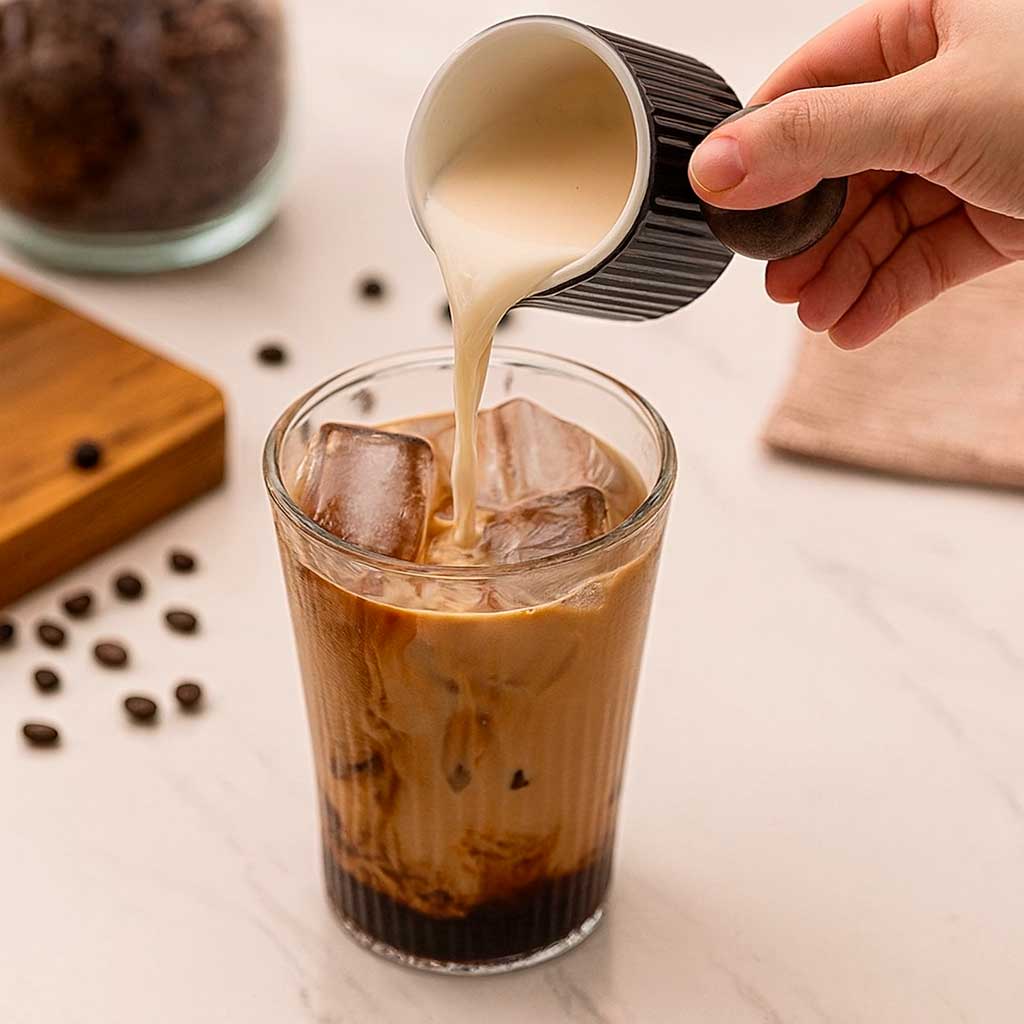 Vaso Medidor de Café en Cerámica con Mango de Madera 90ml